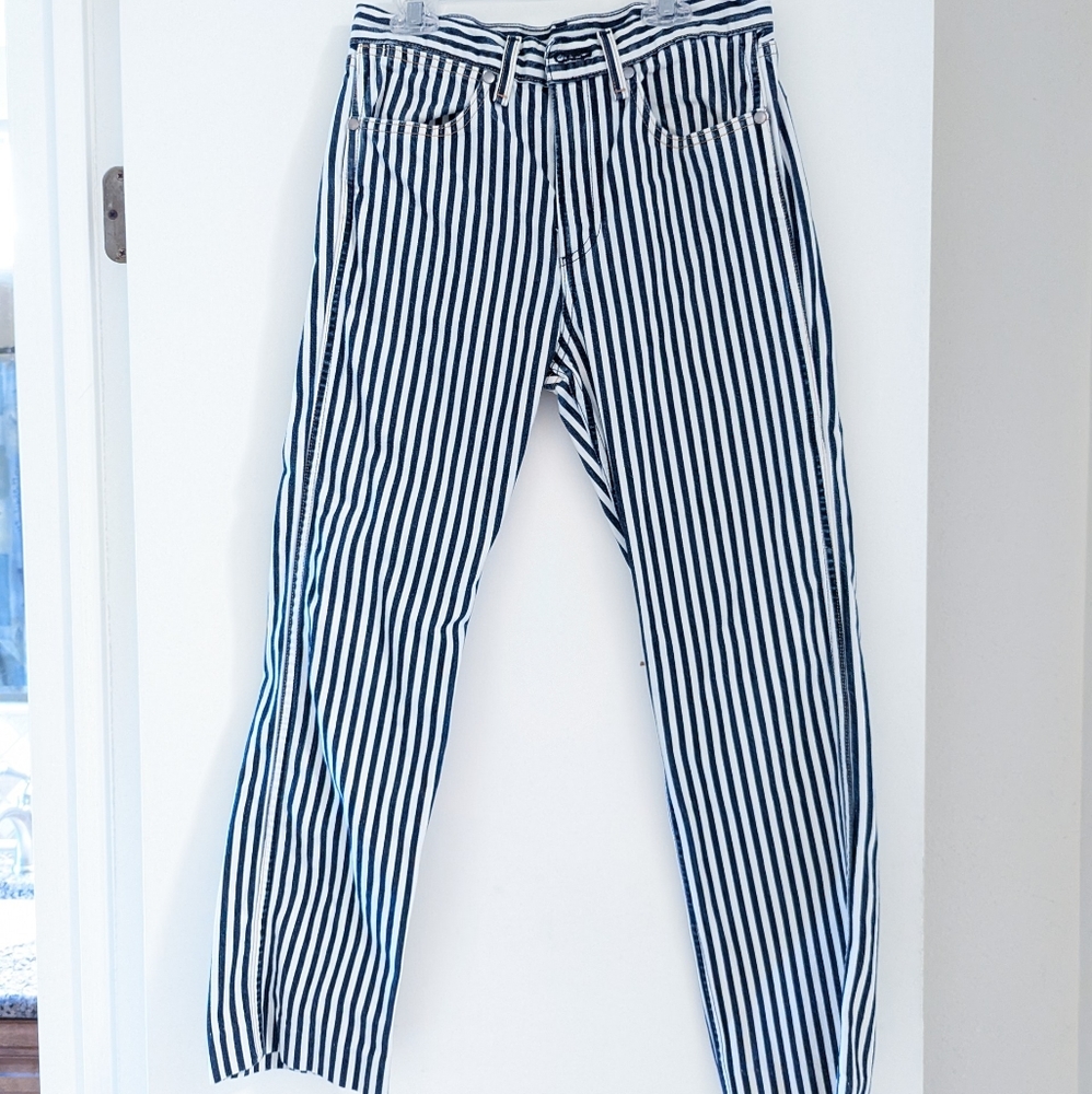Striped White Indigo Jeans